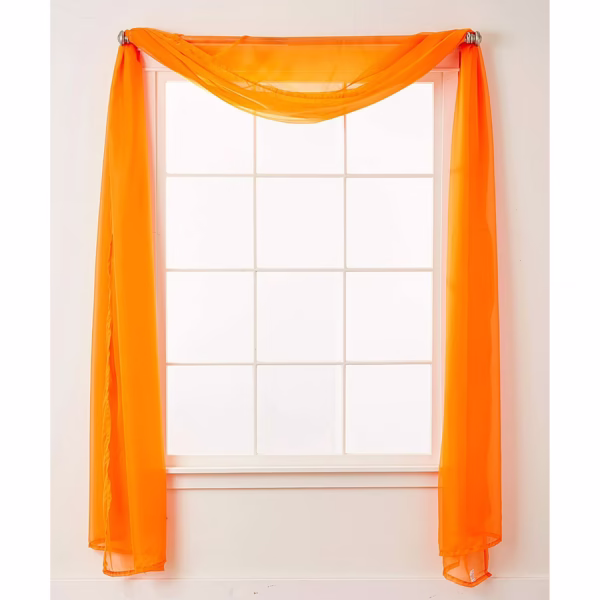 Luxury Scarf Sheer Curtains, Window Treatment Curtain Panels with Rod Pocket for Kitchen, Bedroom and Living Room (55 x 216-inches Long), Orange